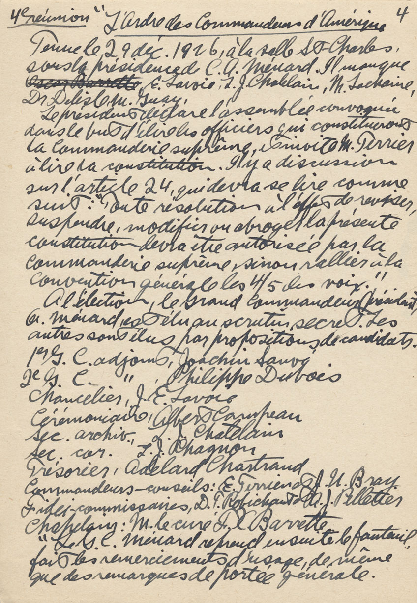 Notes historiques de l'Ordre de Jacques Cartier par Esdras Terrien, 1949, p.2. Universit d'Ottawa, CRCCF, [b]Fonds Ordre de Jacques Cartier[/b] (C3), C3-1-2p2.