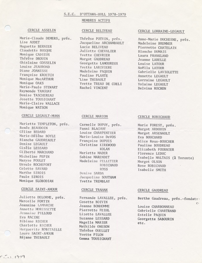 Liste de membres
1978-79